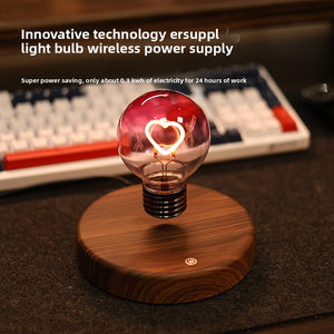 Modern aesthetic floating heart lamp displayed on a bookshelf, minimalist tech-inspired room decor