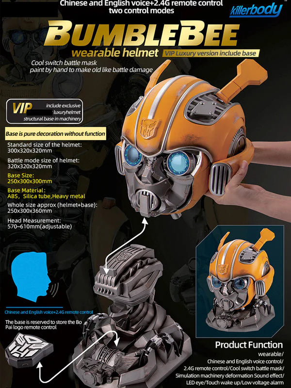 Delivered in 10-14 days | Genuine killerbody | Transformation Bumblebee Helmet | English Voice Control | 1: 1 Real Person Wearable toys | Optimus Prime helmet