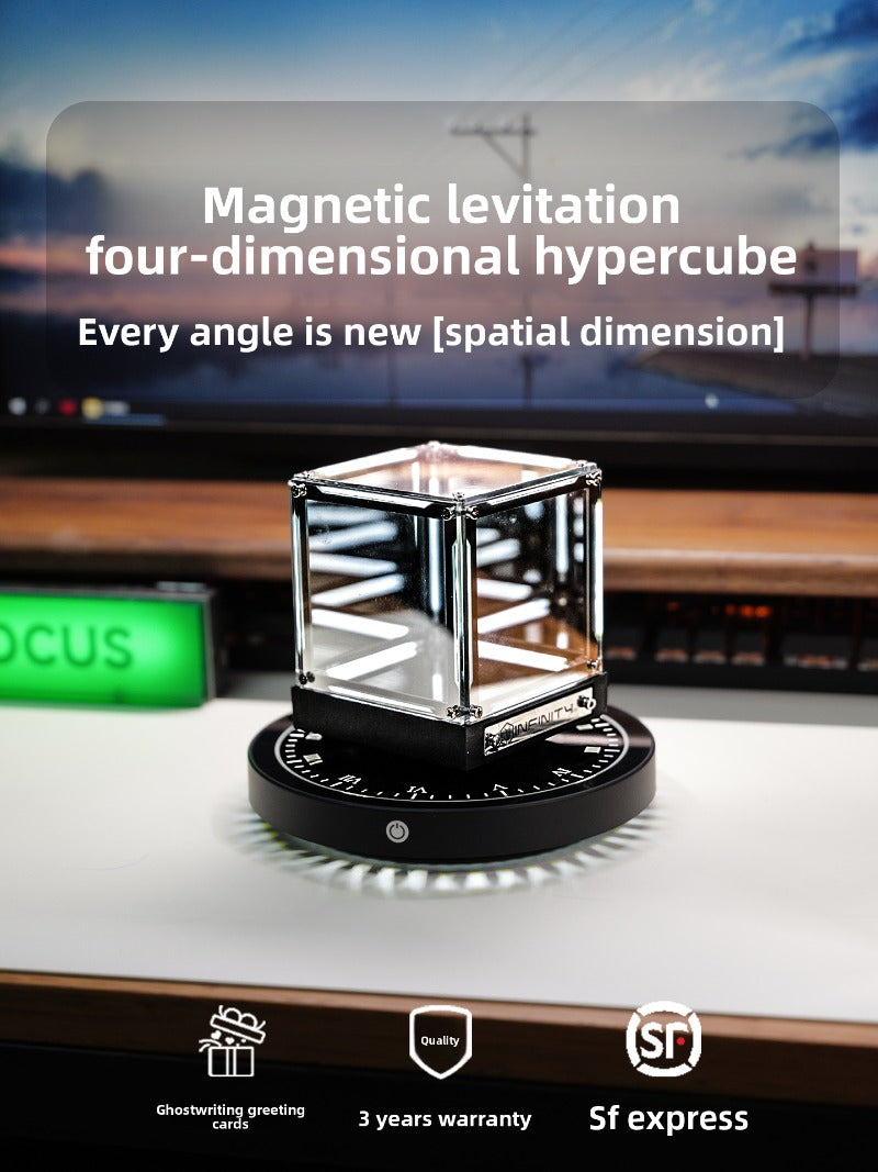 Magnetic levitation hypercube four-dimensional space desktop technological sense ornaments e-sports room atmosphere lamp gift boys abyss lamp