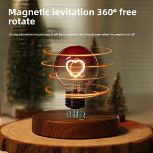 Close-up of floating heart light mechanism, premium desktop art piece showing magnetic suspension technology
