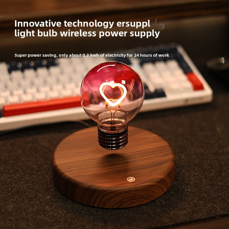 Modern aesthetic floating heart lamp displayed on a bookshelf, minimalist tech-inspired room decor